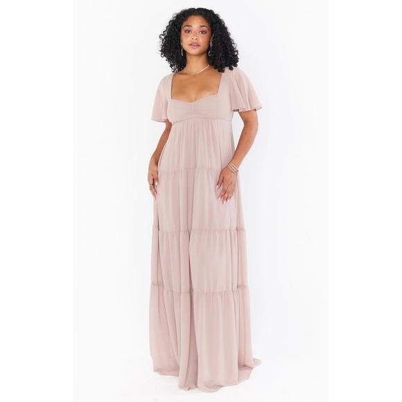 Show Me Your Mumu Nicole Maxi Dress Soft Beige Chiffon XS - Picture 1 of 3